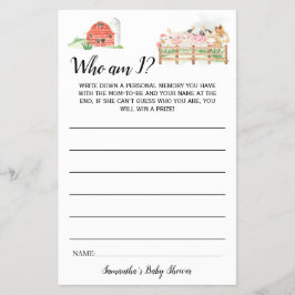 Flyer Animais de fazenda que sou eu Chá de fraldas cartã