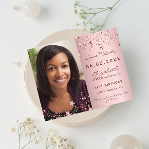 Flyer Aniversário - Blush cor-de-rosa orçamento de foto