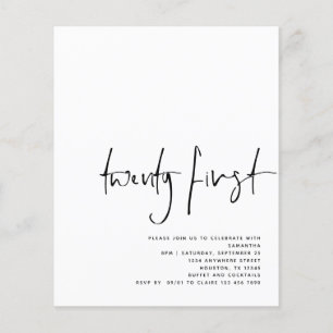 Flyer Aniversário de 21 anos Branco de Script Preto par