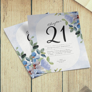 Flyer Aniversário de 21 anos de Orçamento Azul Floral Co