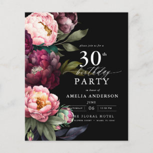 Flyer Aniversário de 30 anos de Orçamento Convite Floral