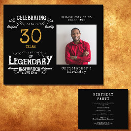 Flyer aniversário de 30 anos Legendário Retro Dourado Pr