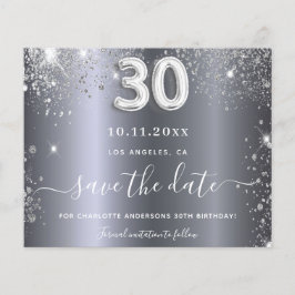 Flyer aniversário de 30 anos prateado orçamento de brilh