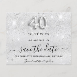 Flyer Aniversário de 40 anos brilho prateado salvar a da