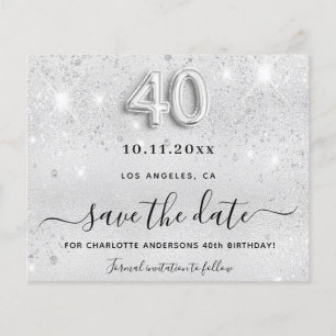 Flyer Aniversário de 40 anos brilho prateado salvar a da