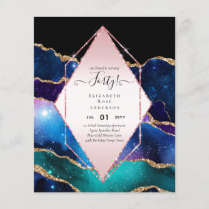 Flyer aniversário de 40 anos Invoca Glamor Girly Modern