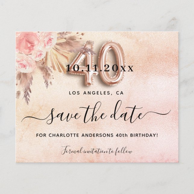 Flyer aniversário de 40 anos pampas rosa de orçamento sa (Frente)