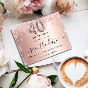 Flyer Aniversário de 40 anos rosa brilho no orçamento sa