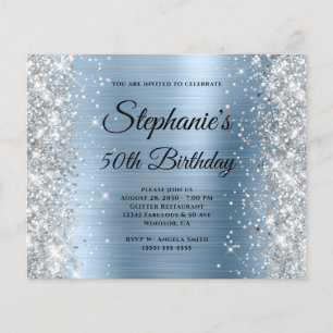 Flyer Aniversário de 50 anos com Monograma em Folha Azul