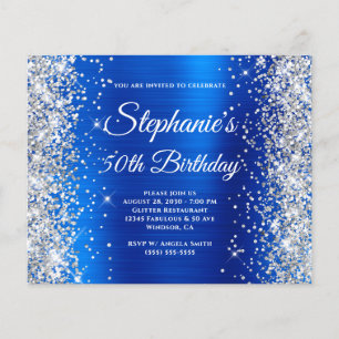 Flyer Aniversário de 50 anos em Brilho Prata Azul Real F