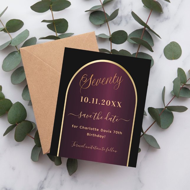 Flyer Aniversário de 70 do orçamento de burgundy preto g (Criador carregado)