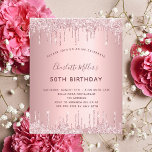 Flyer Aniversário de rosa de orçamento empoeirado cor-de<br><div class="desc">Por favor, note que este convite está no papel de folheto e é muito fino. Os envelopes não estão incluídos. Para convites mais grossos (mesmo design) visite nossa loja Um convite moderno, na moda e glamouroso para a 50ª festa de aniversário (ou qualquer idade) da mulher. Um rosa empoeirado, cor-de-rosa,...</div>