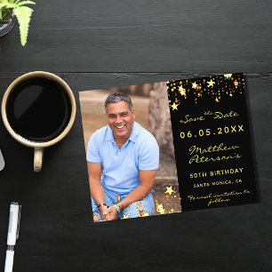 Flyer Aniversário do orçamento de foto de ouro preto Sal