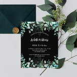 Flyer Aniversário eucalyptus Black Forest Convite<br><div class="desc">Por favor, note que este convite está no papel de folheto e é muito fino. Os envelopes não estão incluídos. Para convites mais espessos (mesmo design) visite nossa loja. Um convite de tendência para um tema de 40ª (ou qualquer idade) festa de aniversário, encantado da floresta. Um fundo preto com...</div>