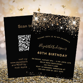Flyer Aniversário Ouro preto Código QR Código RSVP Orçam