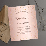 Flyer Aniversário rosa ouro estrelas elegante convite or<br><div class="desc">Por favor, note que este convite está no papel de folheto e é muito fino. Os envelopes não estão incluídos. Para convites mais espessos (mesmo design) visite nossa loja. Para uma elegante festa de aniversário 50th (ou qualquer idade). Um fundo de gradiente rosa ouro. Decorado com estrelas. Personalize e adicione...</div>