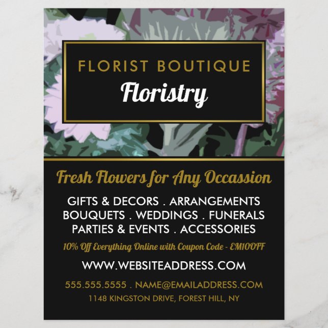 Flyer Antique Floral Design, Publicidade em Florestas (Frente)