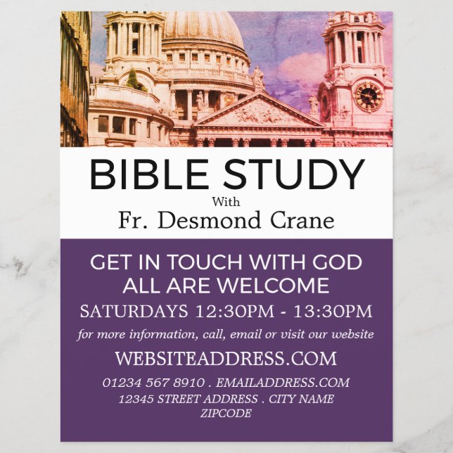 Flyer Anúncio da Aula de Bíblia Cristã da Catedral de Sã (Frente)
