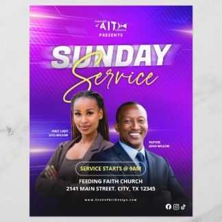 Flyer Anúncio da Igreja no Culto de Domingo