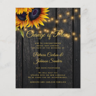 Flyer Anúncio de adiamento de casamento de girassóis eco