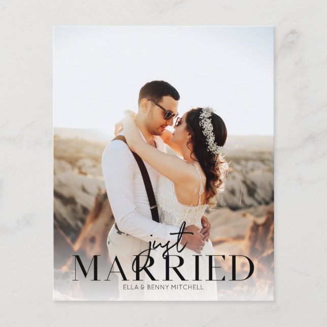 Flyer Anúncio de casamento de fotos BT do Recem casados  (Frente)