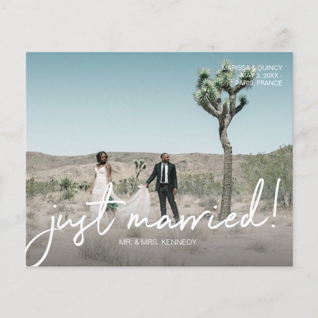 Flyer Anúncio de casamento de fotos do Recem casados 4 d (Frente)