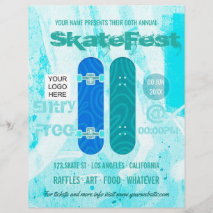 Flyer Anúncio de eventos da skate adicionar foto e logo