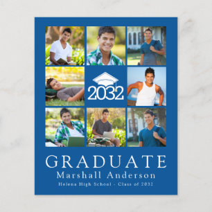 Flyer Anúncio de fotos do Formando azul do PAPER - Boné