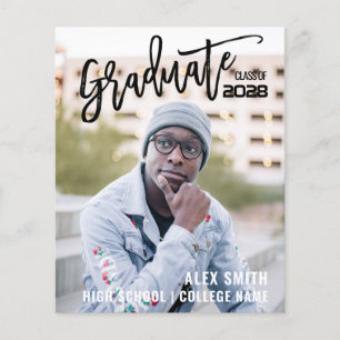 Flyer Anúncio de Graduação de Foto do Cheio de Script de