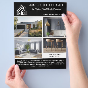 Flyer Anúncio de Imóvel Chic em Preto Listagem Residenci