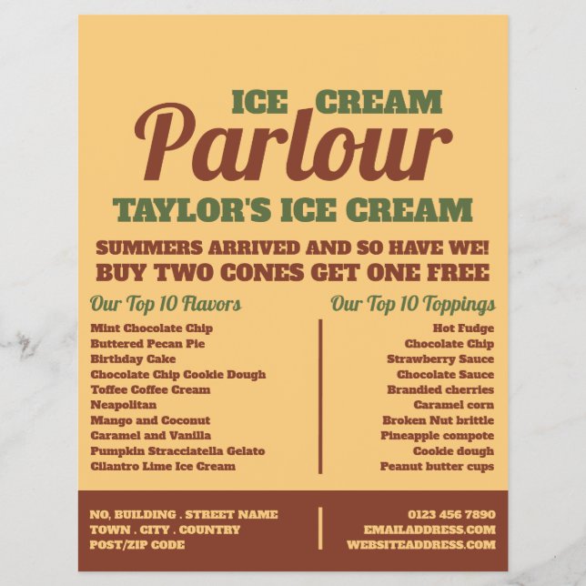 Flyer Anúncio de sala de Sorvete moderno (Frente)