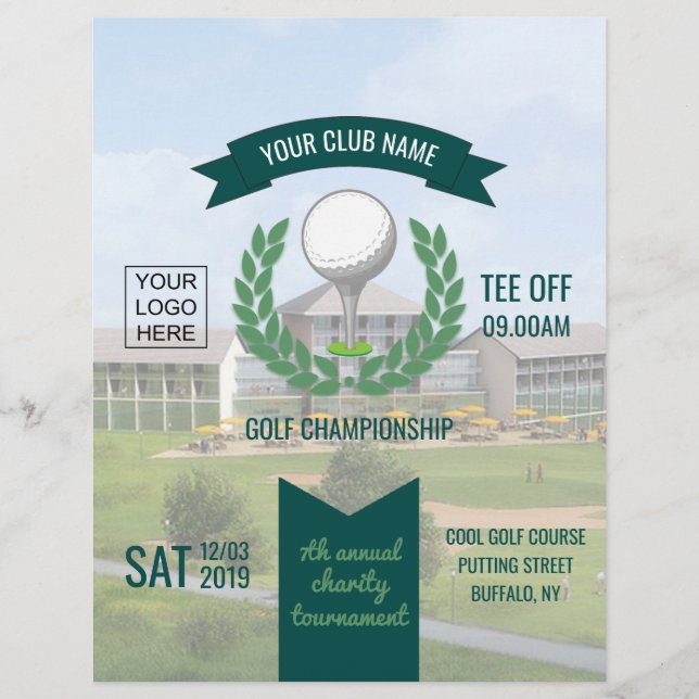 Flyer Anúncio de Torneio de Golfe Clube/Corporativo (Frente)