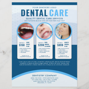 Flyer Anúncio de tratamento dentário azul profissional