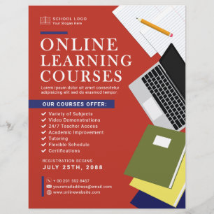 Flyer Anúncio escolar de cursos de aprendizagem online