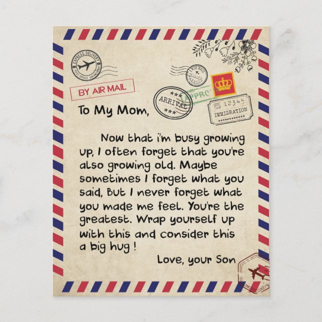 Flyer Ao Meu Filho Presente, Mãe E Filho, Carta De Amor  (Frente)