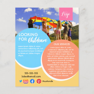 Flyer após a escola, babá de creche