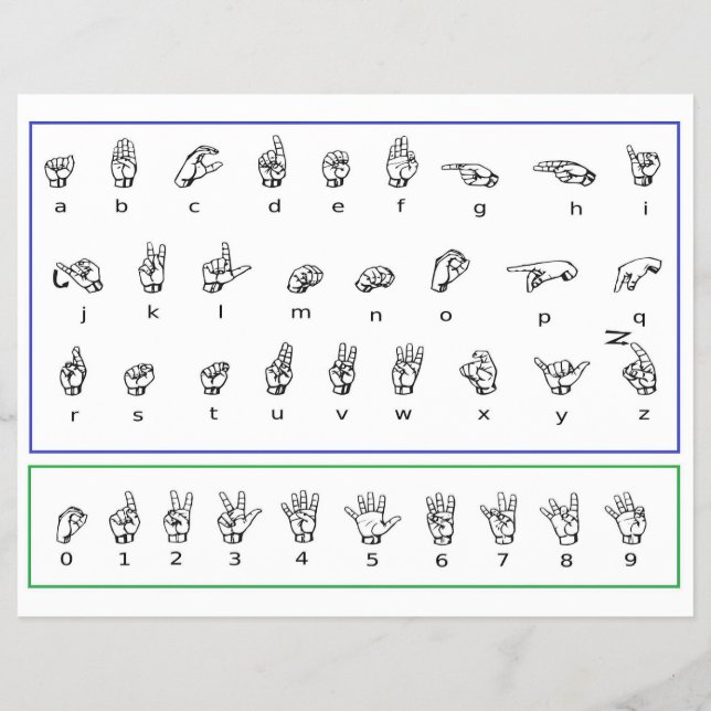 Flyer Aprender a linguagem de sinais ASL, alfabeto ameri (Frente)