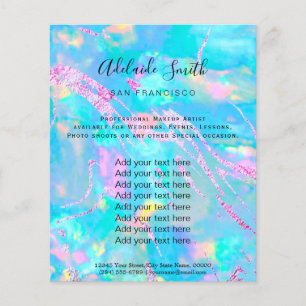 Flyer aqua opal pedra FAUX hológrafo 