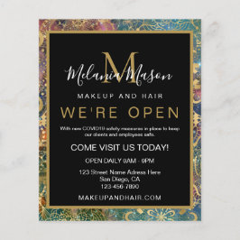 Flyer Aquarela dourada e mandala de nebulosa