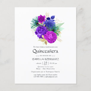 Flyer Aquarela Floral Espanhol Mardi Gras Quinceañera