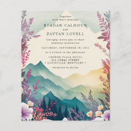 Flyer Aquarela Flores Casamento Montanhas Primavera