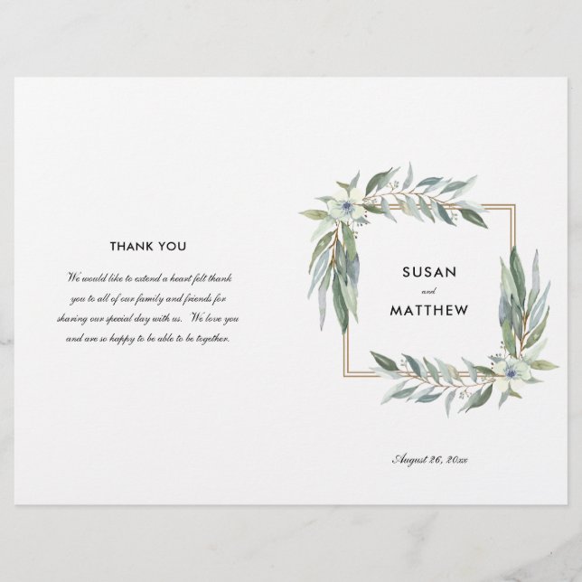 Flyer Aquarela Flores e Folhas, Programa Dobrado (Frente)