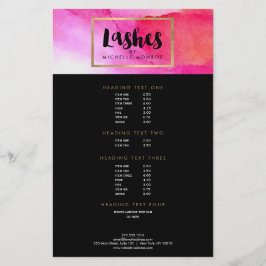 Flyer Aquarelas Cor-de-Rosa Negrito Lash Extensões Salão