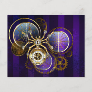 Flyer Aranha Steampunk no fundo roxo