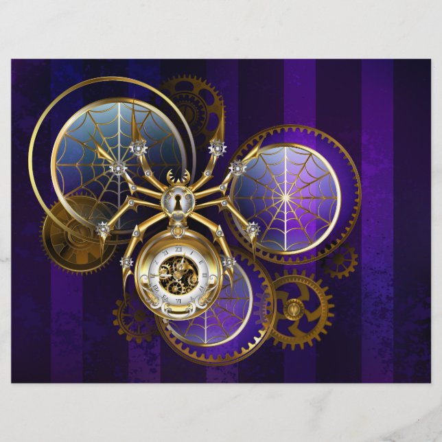 Flyer Aranha Steampunk no fundo roxo (Frente)