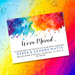 Flyer arco-íris de cor Mudança de endereço nos mudamos