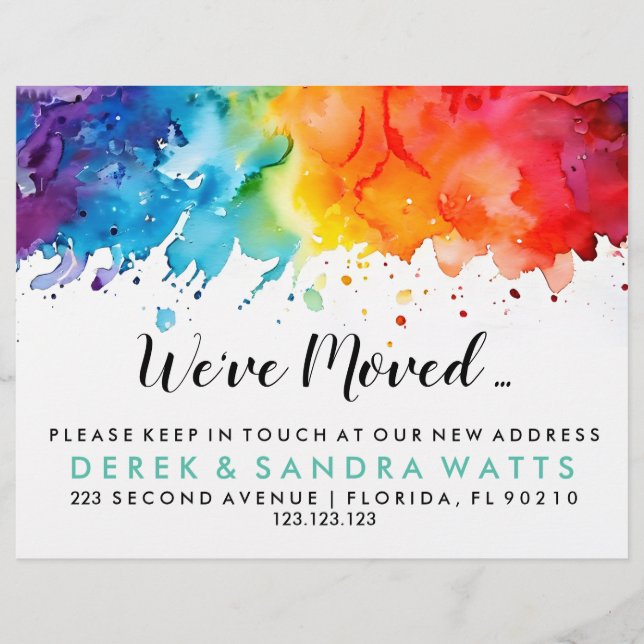 Flyer arco-íris de cor Mudança de endereço que movemos (Frente)