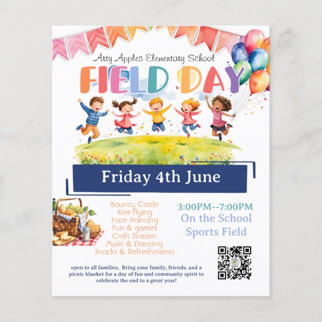 Flyer arrecadação de fundos no final do ano escolar (Frente)