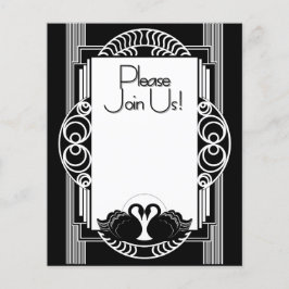 Flyer Art Deco Parisian Black and White Swans