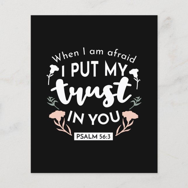 Flyer Arte Cristã Floral Escura - Salm 56:3 (Frente)